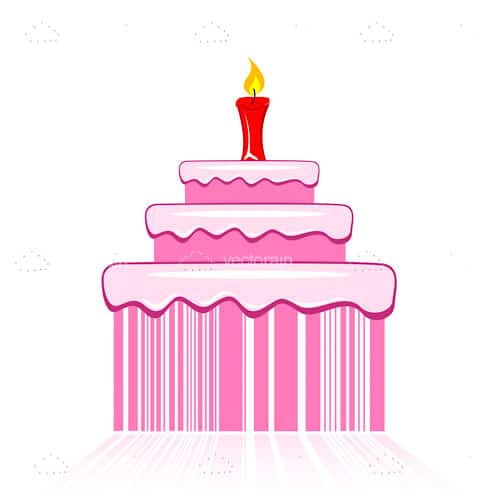 Pink 3 Layered Cake with a Candle and Barcode Design Base